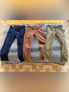 Lot of THREE- GAP Men's Corduroy Pants Trio — Navy, Rust, Olive